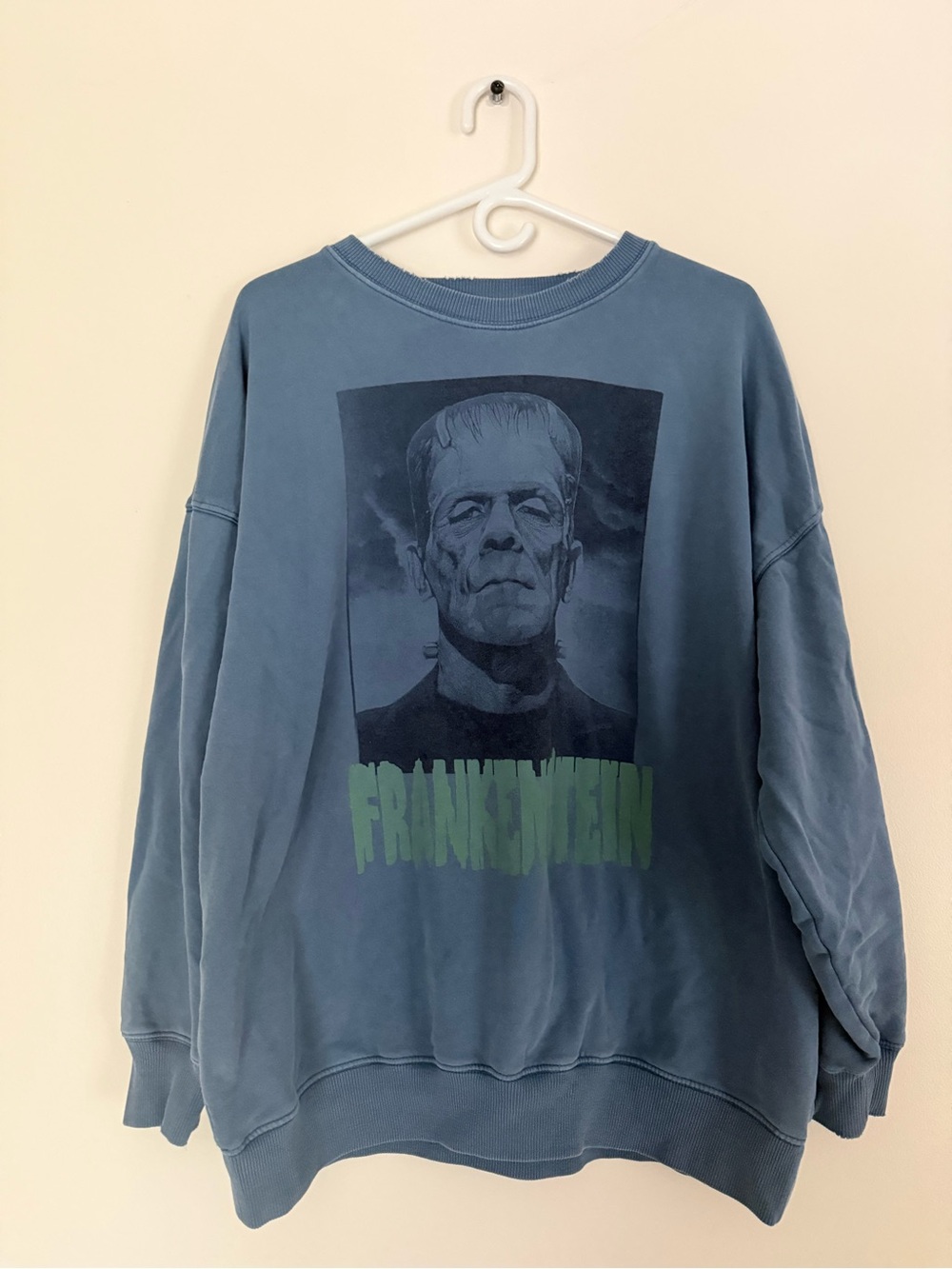 American Eagle Outfitters Dusty Blue Frankenstein Graphic Sweatshirt